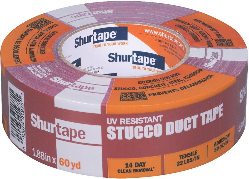 Shurtape PC 667 Specialty Grade, Outdoor Stucco Duct Tape, 48mm x 55m, Red, 1 Roll (100526) - Image 1